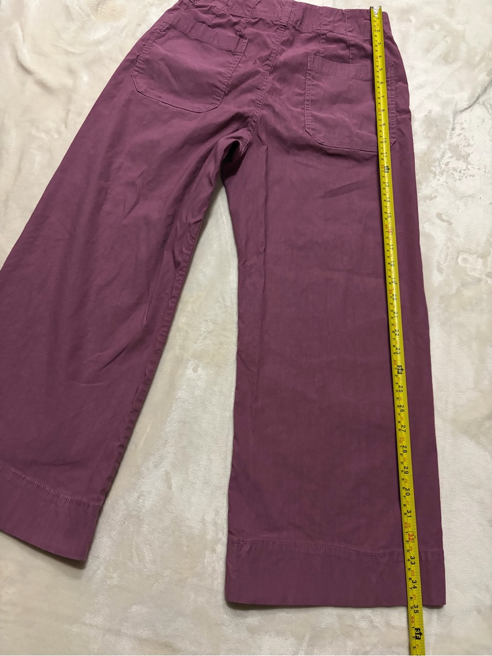 Anthropologie Maeve Colette Plum Linen Blend Wide Leg Crop Pants 30P Petite - Picture 8 of 12